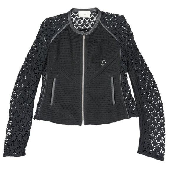 IRO Lewison Cutout Lamb Leather Trim Star Jacket Size 6 - Picture 5 of 9